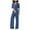 Blue, variant on IROINNID Short Sleeve V-Neck Jumpsuit For Women Full-Length Fashion Summer Casual Zipper Suspender Jumpsuit