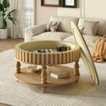 thumbnail image 6 of Noble house Farmhouse Fluted Coffee Table with Flip-Top Storage, Solid Wood Legs,Natural Wood, 6 of 6