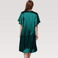 thumbnail image 4 of Women's Satin Midi Dress with V-Neckline and Flutter Sleeves for a Relaxed Elegant Fit - Large, Dark Olive, 4 of 7