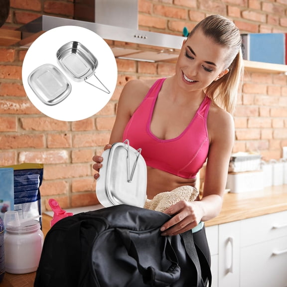 ibasenice Plated Stainless Steel Single Layer Lunch Box, and Portable for Camping, Travel, and Outdoor Use