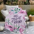 thumbnail image 2 of Purple Floral Blue Bible Verse Blanket Religious Throws Gifts for Women Men, Christian Decor Healing Prayer Plush Soft Lightweight Flannel Fleece Blankets Scripture for Chair Bed Couch 60x50In, 2 of 8