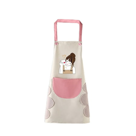 

Bigstone Women Waterproof Anti-Oil Cartoon Girl Home Kitchen Apron Waist Bib Pinafore