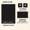 thumbnail image 3 of Juego de Sábanas Tacto Algodón King Size 4 Piezas Ultra Suaves y Frescas Color Negro Kyuden Home, 3 of 6