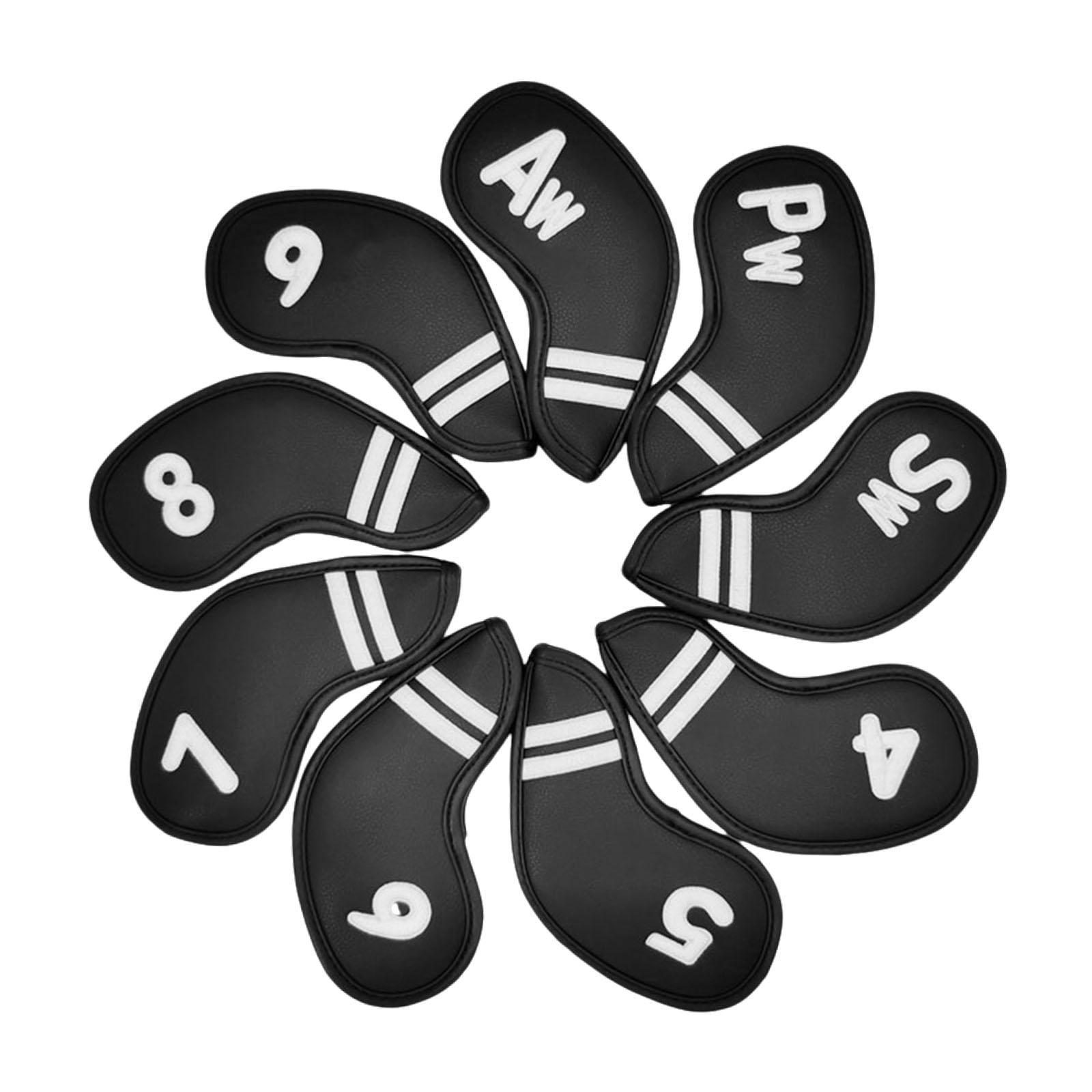 QccHieUs 9 Pcs Golf Club Head Covers, Mallet Putter Covers, Men's Protector, Premium black
