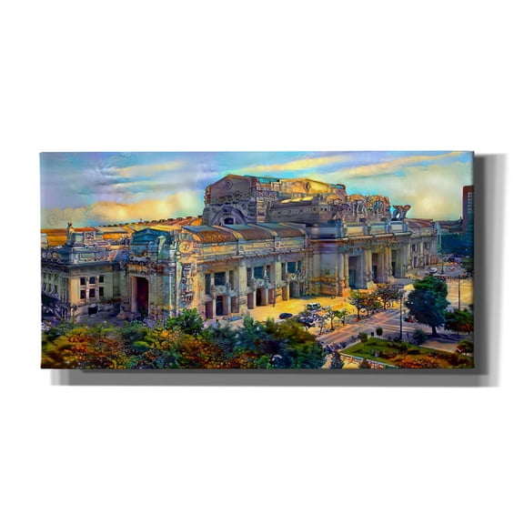 Epic Graffiti 'Milan Italy Central Station' by Pedro Gavidia, Canvas Wall Art, 24"x12"