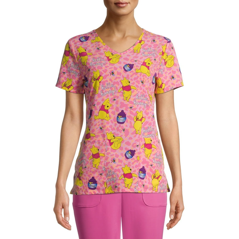 Scrubstar Scrubstar Women's Disney Pooh "Hello Hunny" VNeck Print