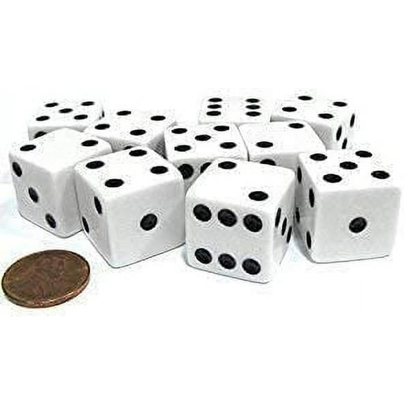 Twilight Bunco Events 1 Dozen White Dice - 16mm Square - Excellent Quality - Organza Storage Bag Included