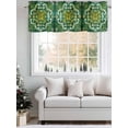 thumbnail image 5 of Green Yellow Flower Ethnic Curtain Valances for Windows, Boho Vintage Abstract Kitchen Valance Window Treatment, Light Filtering Block Curtains for Bathroom/Bedroom/Living Room 60'' x 18'', 5 of 9