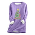 thumbnail image 2 of Meihcang Chandails en Molleton Doublés en Sherpa pour Femmes Grande Taille Graphique Arbre de Noël Col Rond Chandail en Molleton Chaud Hiver Tops de Noël, 2 of 4