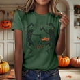 thumbnail image 2 of IDOCLOTHES Halloween T Shirts for Women Funny Dancing Skeleton Printed Tis The Season To Be Spooky Tshirts Dressy Casual Short Sleeve Going Out Tops Fashion Clothing Green, S, 2 of 5