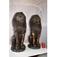 thumbnail image 3 of Nifao Pair Of Lions Sitting on Base Very Detailed Bronze Statues – Home Decor Sculpture, 13"L x 26"W x 34"H, 3 of 11