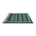 thumbnail image 2 of Ahgly Company Machine Washable Indoor Round Abstract Turquoise Blue Modern Area Rugs, 4' Round, 2 of 4
