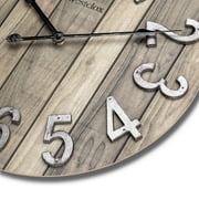 Westclox 15.5 Brown Farmhouse Style Wood Grain Analog QA Wall Clock with Raised Numbers