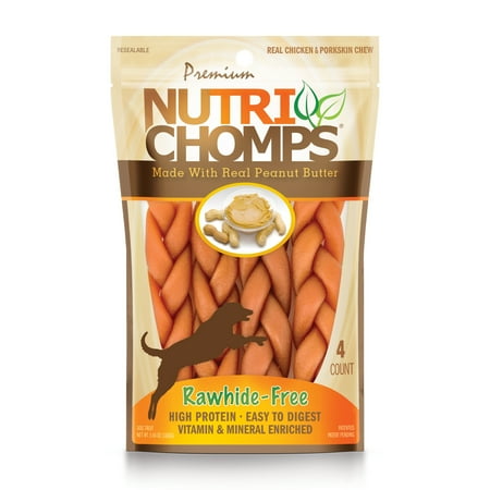 UPC: 0015958988232 | NutriChomps Dog Chews 6-inch Braids Easy to Digest Rawhide-Free Dog Treats Healthy 4 Count Real Peanut Butter Flavor