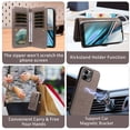 thumbnail image 3 of Asuwish Detachable Magnetic Zipper Wallet Phone Case with Flower Pattern and Screen Protector for BLU View 5 B160V, Gray, 3 of 6