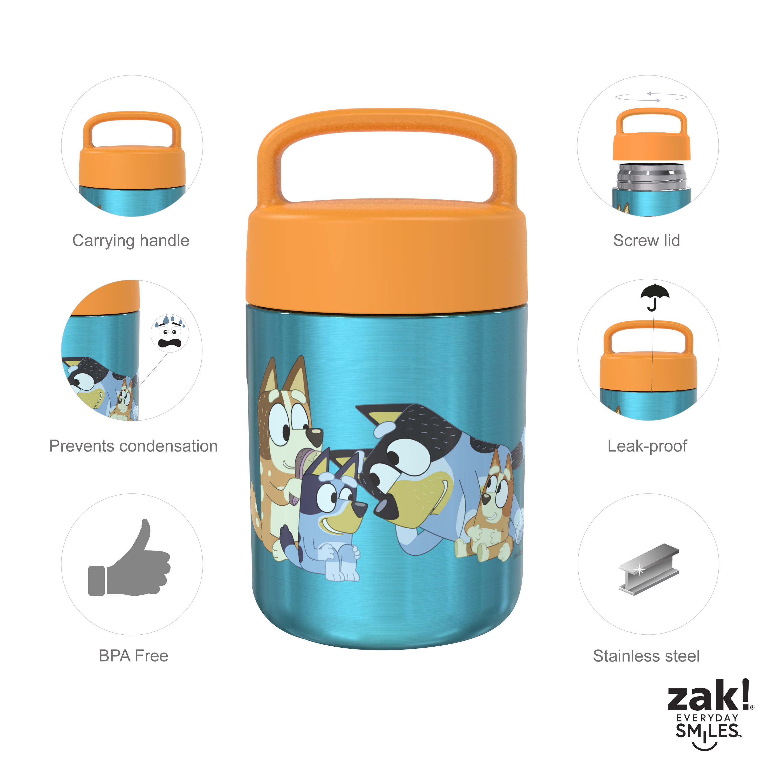 Zak! Designs Stainless Steel Double Walled Water Bottle, 1 ct - Fry's Food  Stores