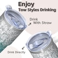 thumbnail image 4 of 20oz Stainless Steel Tumbler with Handle, Geometric Design Double Wall Insulated Travel Coffee Cup Leak-Proof Straw, 4 of 5