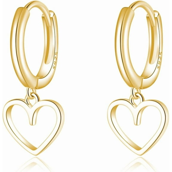 Solid 925 Sterling Silver Heart Drop Earrings Hoop For Women Teens Heart Hoop Earrings Huggie Drop Earrings[Z1]