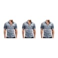 thumbnail image 1 of Minnieouse Camisa vaquera fina para hombre, , delgada, manga corta, estilo americano, cierre de botones, ropa de moda, camiseta de vaquero, azul Type1 NO1, 1 of 6