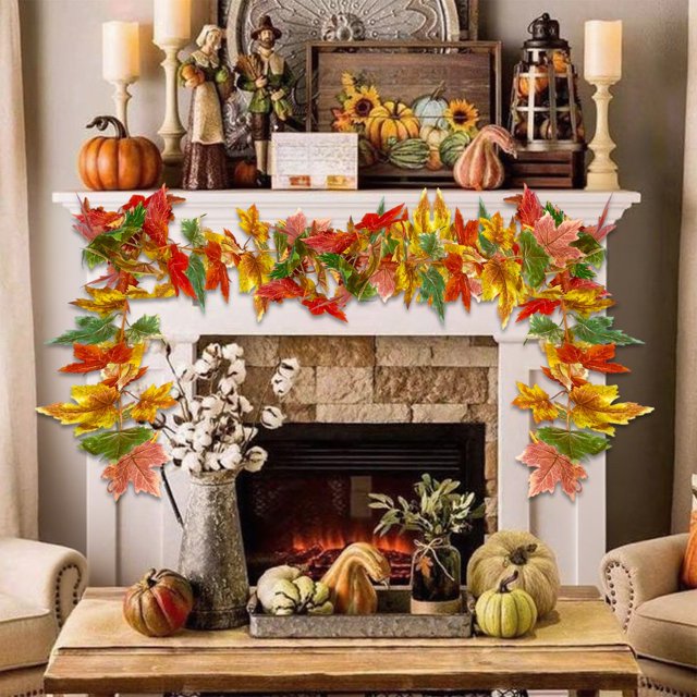 Decoraciones de Halloween, adornos de Halloween, hojas de arce simuladas, hojas de enredaderas, decoración del festival de Acción de Gracias de Halloween, diseño de escena de sala de estar, enredadera