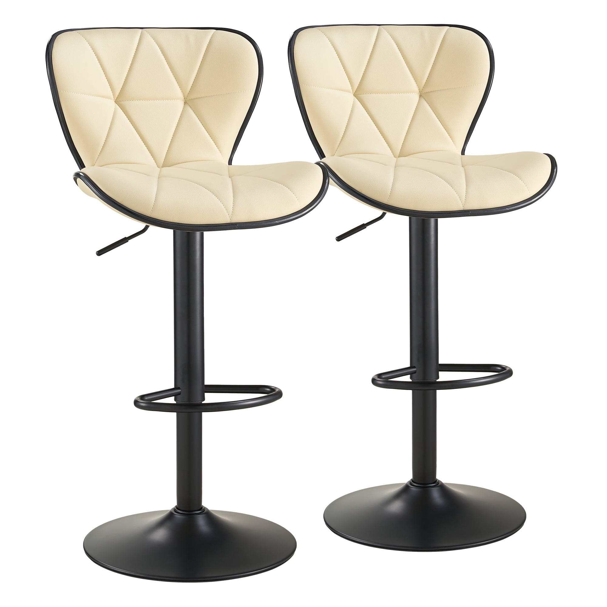 SAETSFEG Bar Stools Set of 2, Adjustable Swivel Bar Stool with Backrest, Modern Counter Height Island Chairs for Kitchen Island, Dining Room, Beige