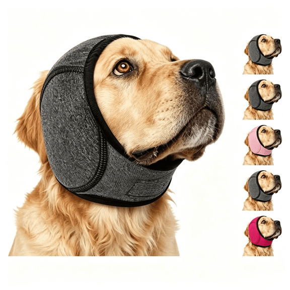 Noise Cancelling Ear Muffs for Dogs,Soft Dog Ear Wrap with Adjustable Chin Strap for Fireworks,Thunder,Vacuum,Grooming and Travel