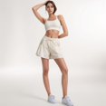 thumbnail image 7 of Women's High Waist Active Shorts with Drawstring Waistband Pleated Side Pockets and Relaxed Fit - Medium, Off White, 7 of 7