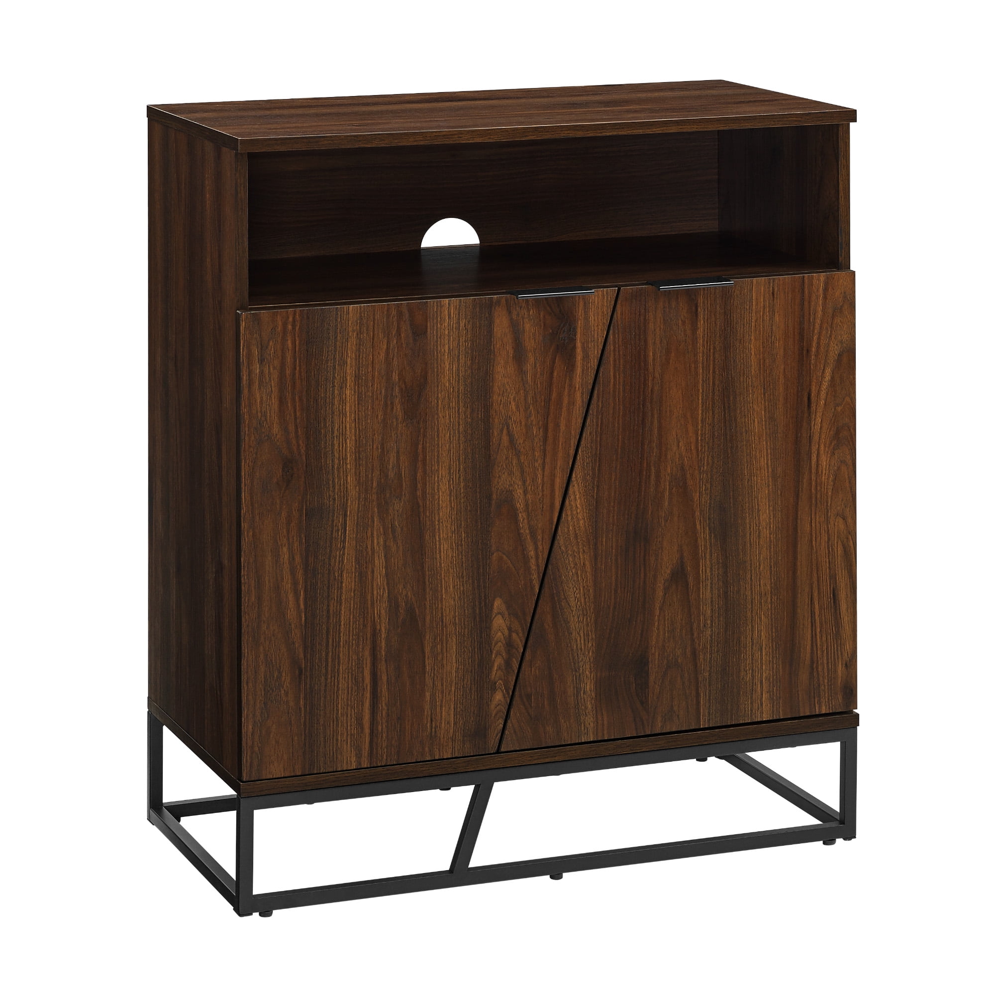Manor Park Modern Angled Door Accent Cabinet, Dark Walnut