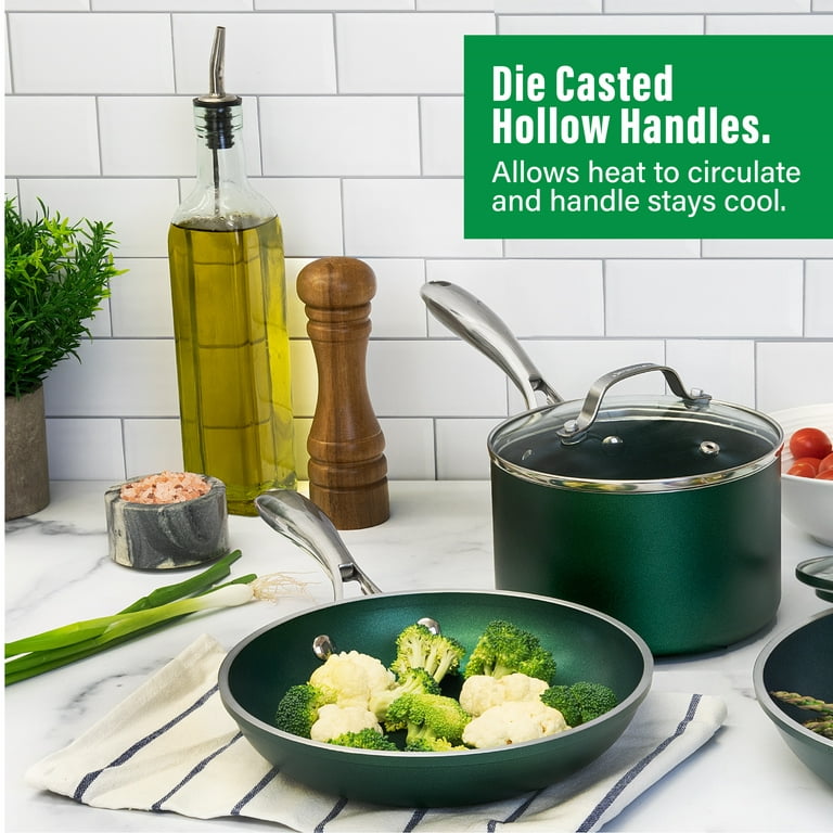 Pots & Pans Set 10 Piece Nonstick Cookware Includes Steamer Scratch  Resistant Granite Coated Dishwasher Oven-Safe PFOA-Free