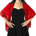 thumbnail image 1 of Bufanda floral para mujer, bufanda tipo capa, bufanda de encaje, bufanda con alas con borlas, envolturas de flecos de malla suave para bodas, fiestas, 1 of 5