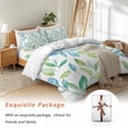 thumbnail image 7 of Green Blue Leaf Bedding Duvet Cover Set Queen Size 4 Pieces Watercolor Eucalyptus Leaves Fall Bedding Set with Zipper Closure, 1 Comforter Cover 90x92 Inches 1 Flat Sheet & 2 Pillow Cases, 7 of 7