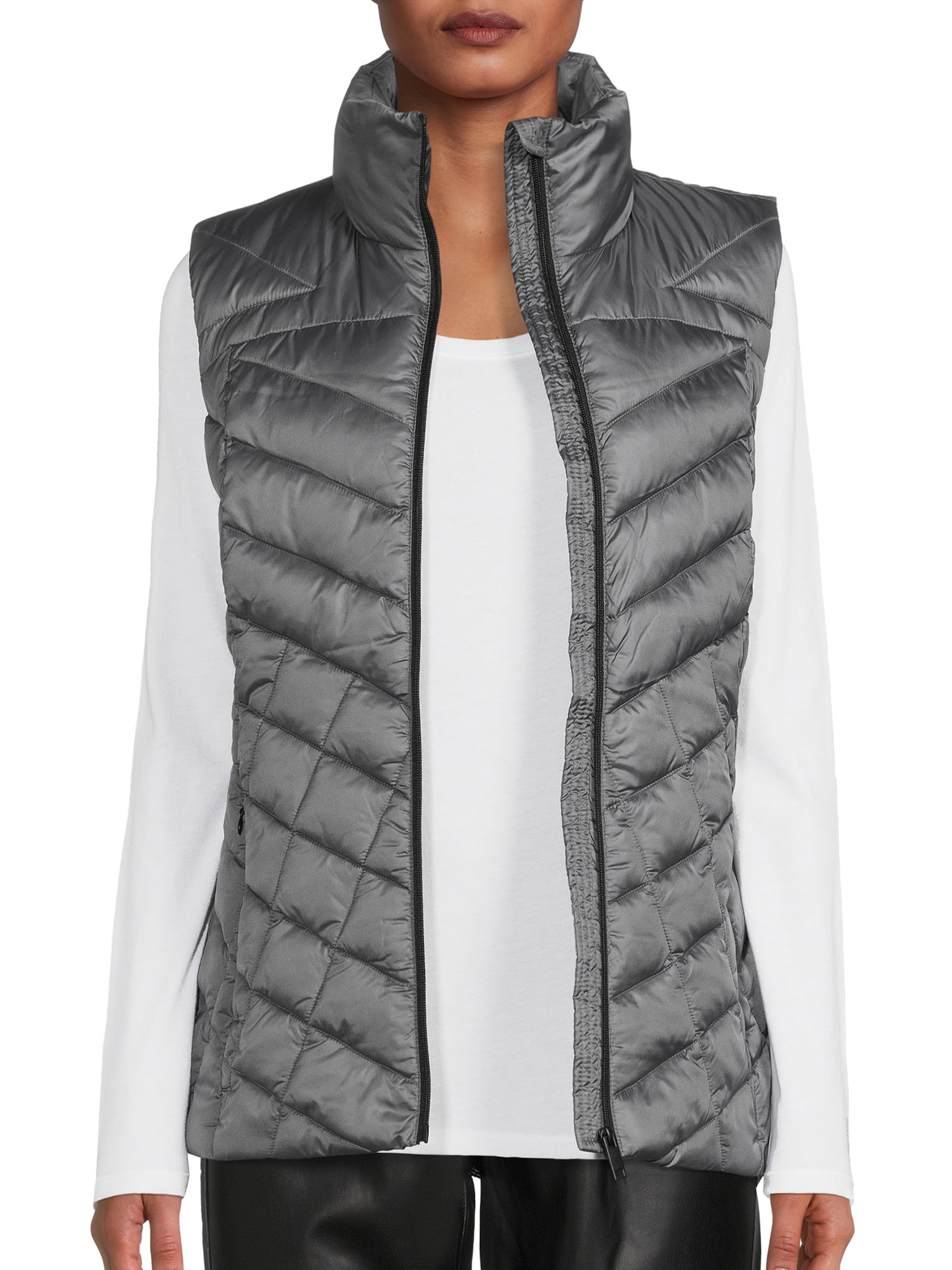 Down Blend Chevron Quilted Puffer Vest 