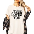thumbnail image 4 of Jesus Loves You Shirt for Women Christian Faith Easter Inspirational Distressed Tee Ivory Shirt Adult Medium, 4 of 7