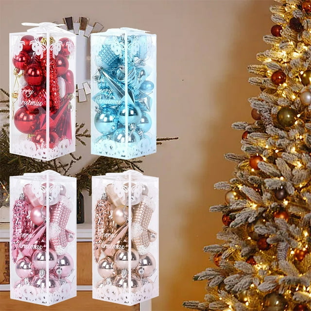 Alien Christmas Balls Pack 21 - Adornos de árbol de Navidad con cinta, decoraciones navideñas coloridas