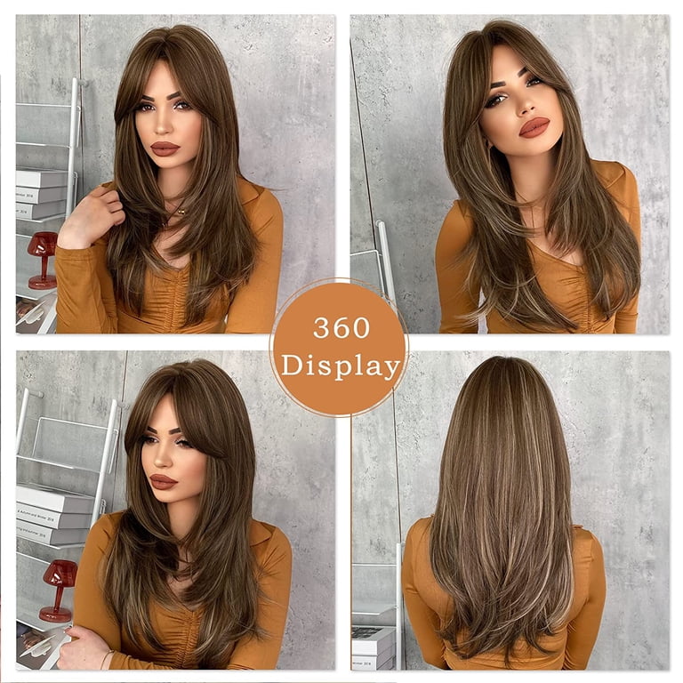 Long Straight Wig with Bangs, Heat Resistant, Lightweight for Daily Wear Amazon.com : 7JHH WIGS Long Natural Black Wig with Bangs  main image 4