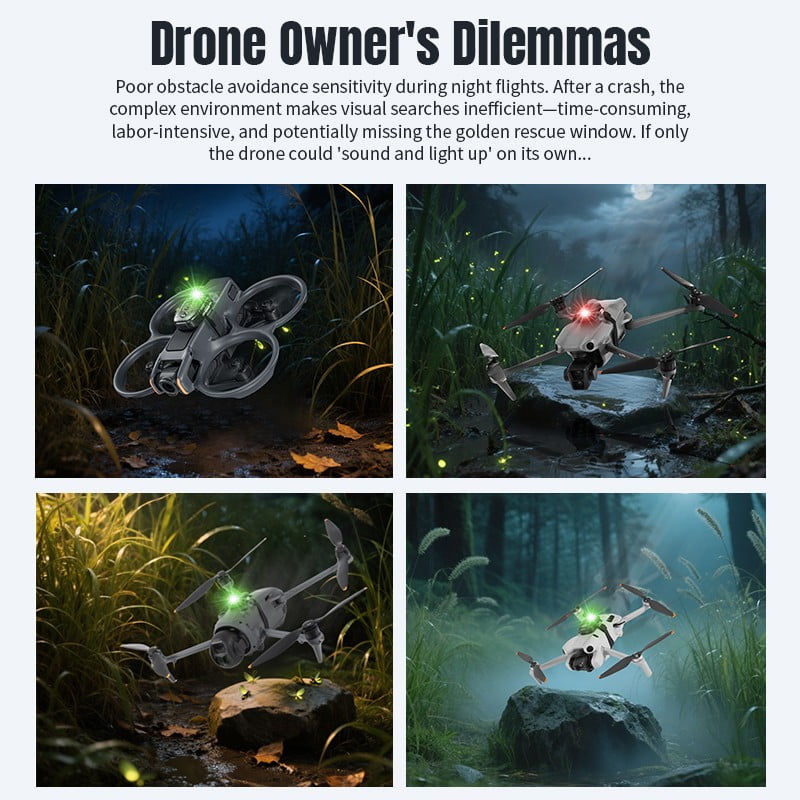 Drone Alarm Buzzer LED Flight Strobe Lights FOR DJI MINI 5 PRO/ Neo 2 / AIR 3S/ AVATA 2 / Mavic 4 Pro, High-decibel alarm & High-Brightness LED Beads
