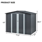 8X6 FT Outdoor Storage Shed, Waterproof Metal Garden Shed with Double Doors, for Tools, Lawn Equipment, Yard Storage