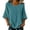 Blue, variant on TFEOQRY Women's Cotton Linen Embroidery Blouse 3/4 Sleeve Crew Neck Casual Loose Lightweight Tops for Daily Wear