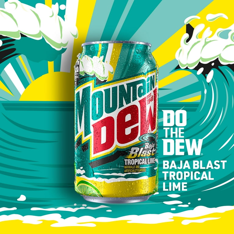 Mountain Dew Baja Blast Tropical Lime Citrus Soda Variety Pack 12 fl oz 18  Cans - Walmart.com