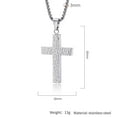 thumbnail image 2 of PAMTIER Unisex Stainless Steel Hip Hop Punk Irregular Honeycomb Pattern Cross Pendant Amulet Crucifix Necklace Simple Jewelry Silver 23.6" Chain, 2 of 6