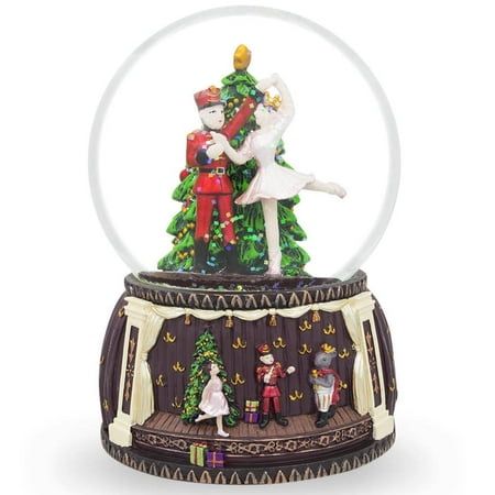 6 nutcracker and ballerina dancing around christmas tree music snow globe - Christmas Musical Snow Globes 6 nutcracker and ballerina dancing around christmas tree music snow globe - Christmas Musical Snow Globes