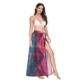 thumbnail image 2 of FORMRS Womens Beach Sarong Semi-Sheer Bikini Wrap Skirt Swimsuit Cover-ups, Vibrant Green Tartan Pattern, 2 of 7