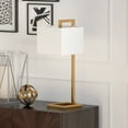 thumbnail image 2 of Evelyn&Zoe Grayson 26" Tall Table Lamp with Fabric Shade, Brass/White, 2 of 10