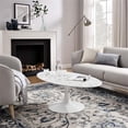 thumbnail image 2 of Modway Lippa Table Basse Ovale en Marbre Artificiel avec Coussin en Feutre Sans Traces, Blanc, 2 of 7