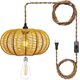thumbnail image 1 of Lámparas Colgante de Ratán, Luces Colgantes con Cable de Enchufe 4.5M Cordón de Cuerda de Cáñamo, Lamparas Colgantes de Interior para Dormitorio Sala de Estar Boho (Bombilla Incluida) (Enchufe), 1 of 8