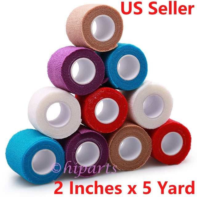6, 12, 18, or 24 Pack 2, 3, or 4 Inches wide Vet Rap Medical First Aid Tape Self Adhesive Adherent for Ankle Wrist Sprains and Swelling Assorted and Camouflage Colors Vet Wrap Tape Bulk