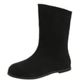 thumbnail image 1 of Bmisegm Bottes Courtes Rétro Noires à Talon Bas pour Femmes Nouvelles Bottes Simples Printemps et Automne Bout Rond Semelle Plate Bottes Élastiques Bottes Slim Chaussures Bottes pour Femmes Noires 8, 1 of 9