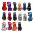 thumbnail image 2 of stanreset Silky Cap Bonnet Headwraps with Long Tail Fashion Elasticity Flexible Adjustable for Bikers Lovers Daily Decoration Red Average code, 2 of 5