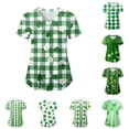 thumbnail image 3 of GEWSEY St Patricks Day Scrub Tops for Women Short Sleeve V Neck Scrubs Lucky Shamrock Print Plus Size Medical Uniform Shirts (Light Gray, S), 3 of 8