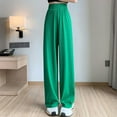 thumbnail image 2 of Lenpel Ribbed Wide Leg Pants for Women Lightweight Elastic High Waisted Casual Trousers Loose Lounge Pleated Pants, 2 of 4